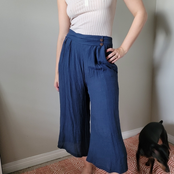 Papa Vancouver Navy Plazzo Pants w/ Pockets - Picture 5 of 10